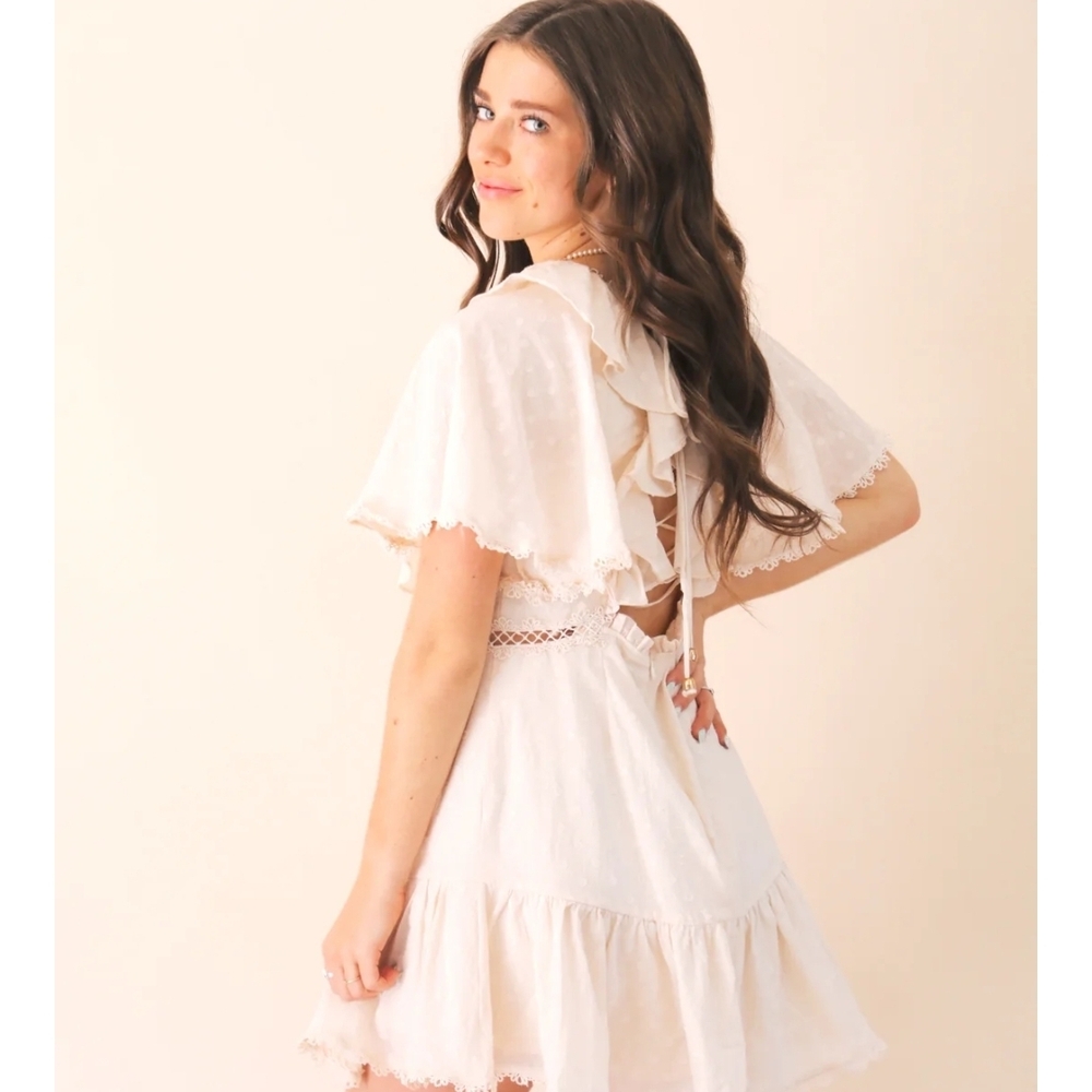 MABLE Cream Ruffle Dress - Picture 2 of 6